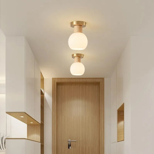 Nordique LED plafonnier en bois noyer luminaire salon allée couloir étude chambre lampes intérieur décor éclairage lampes Lustre