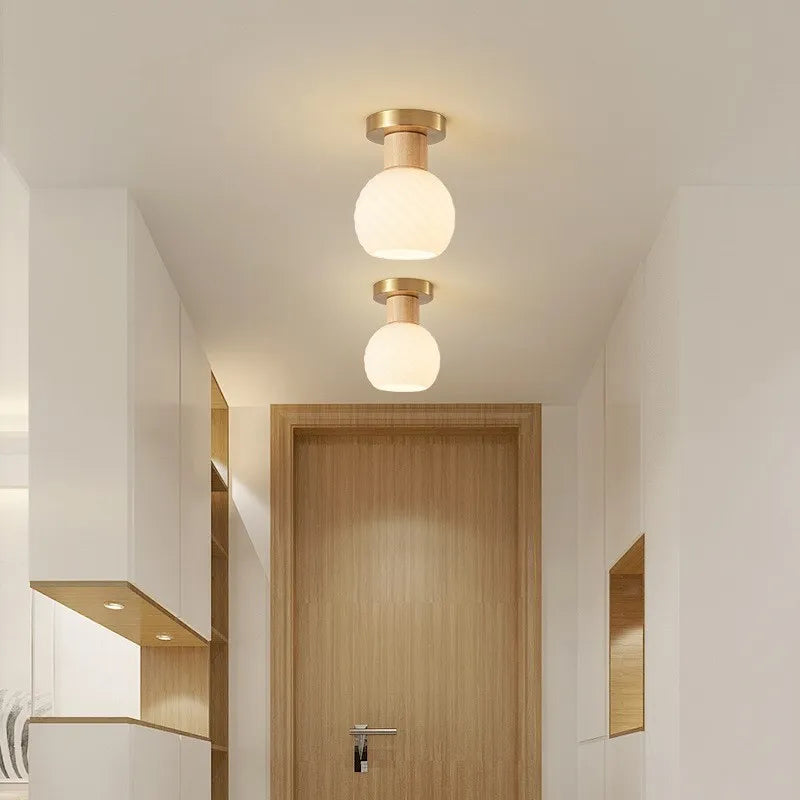Nordique LED plafonnier en bois noyer luminaire salon allée couloir étude chambre lampes intérieur décor éclairage lampes Lustre - vue 4 sur 16