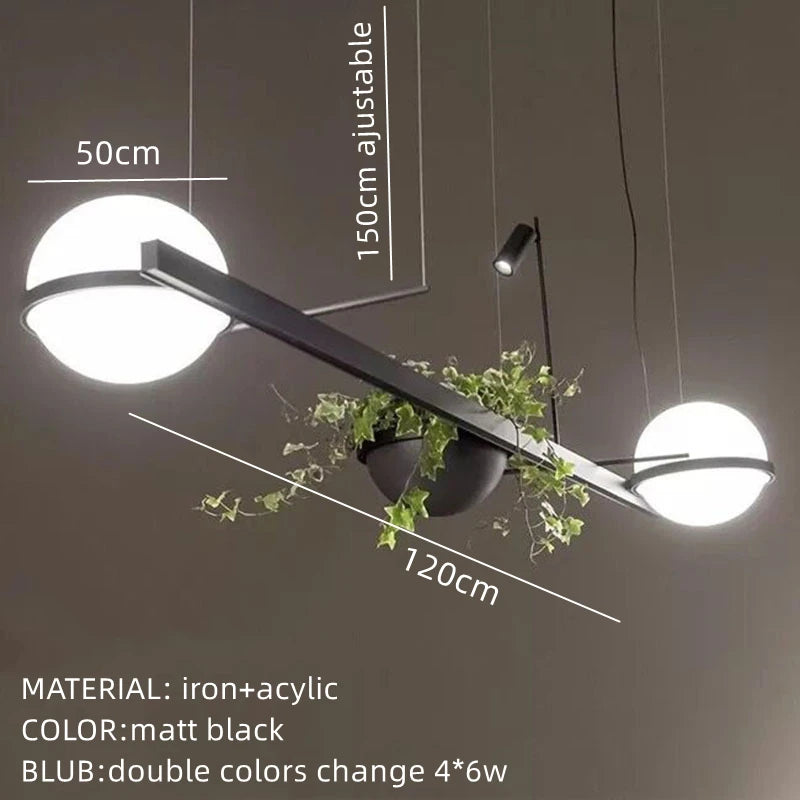 lustre moderne nordique avec pot de fleur led suspendu - vue 11 sur 18