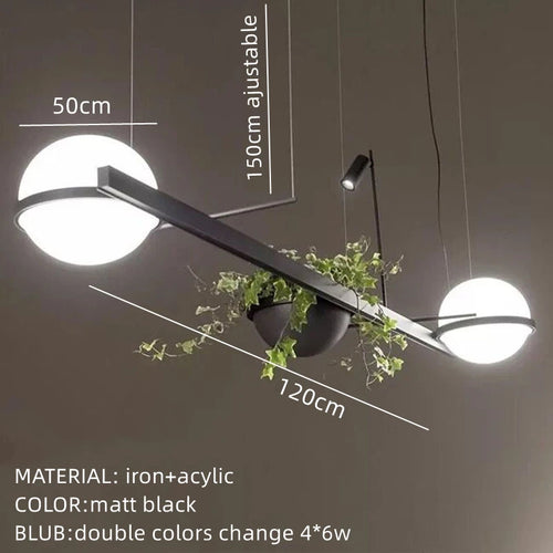 lustre moderne nordique à plantes avec pot de fleur led - vue 11 sur 18
