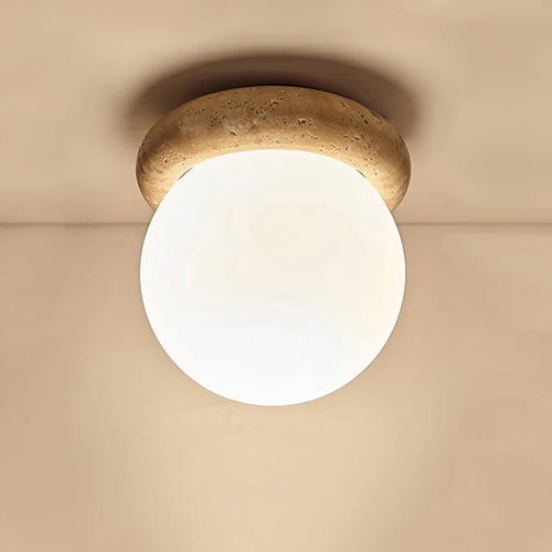 plafonnier wabi sabi japon décoration industrielle led travertin - vue 2 sur 6