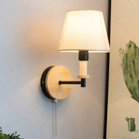 Applique Murale LED  Nordique Bois Massif et abat-jour en Tissu
