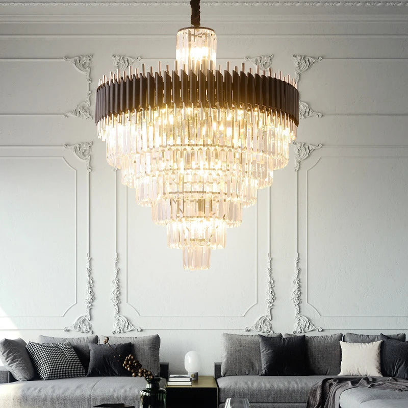 Lustre en cristal de salon de luxe moderne lustre en cristal noir de ...