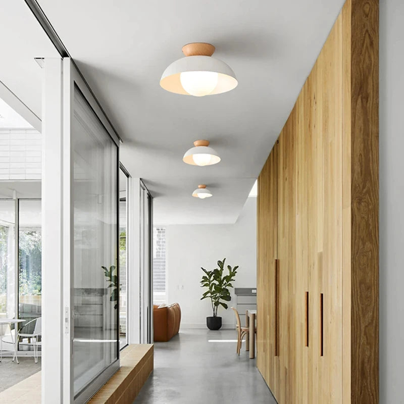 Plafond moderne à LEDs lumière minimaliste en bois lampe suspendue pour allée balcon vestiaire intérieur décor à la maison luminaire Lustre