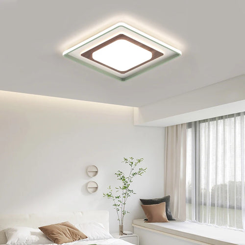 lampe de salon minimaliste carrée à grains de bois - vue 4 sur 18