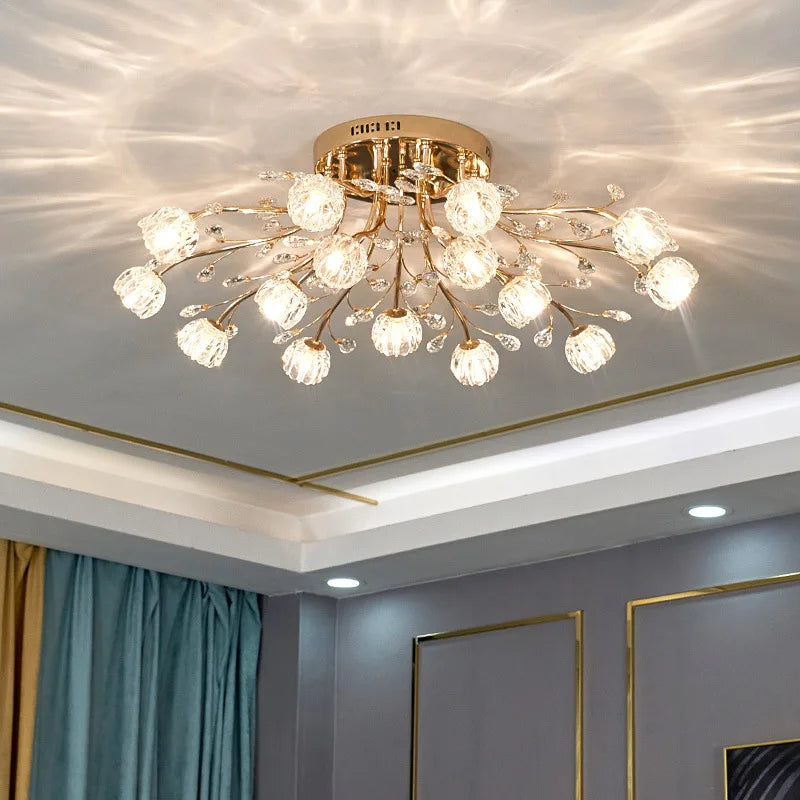 lustre nordique de luxe en cristal fleur verre led décoratif - vue 4 sur 9