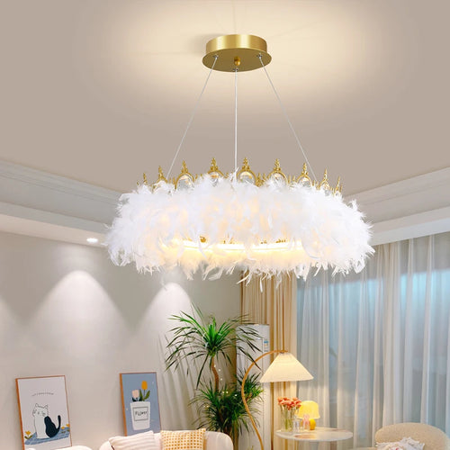 lustre nordique en plumes pour chambre de filles style luxe créatif - vue 3 sur 10