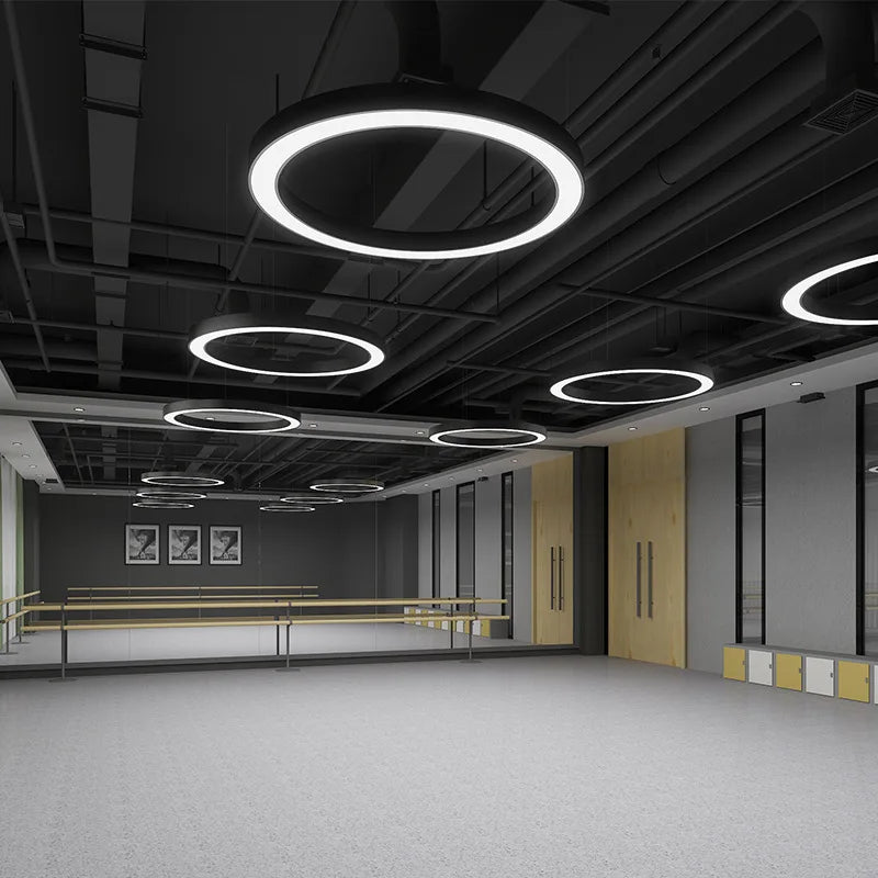lustre à anneaux ronds led pour éclairage créatif moderne