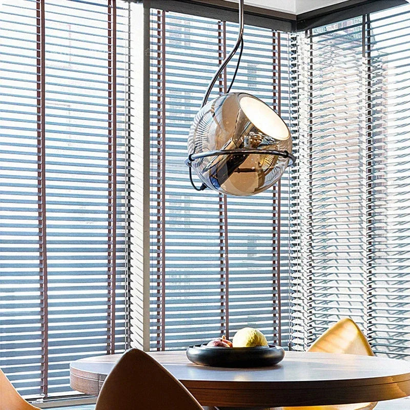 suspension en verre ambré style nordique moderne luminaire décoratif - vue 4 sur 7