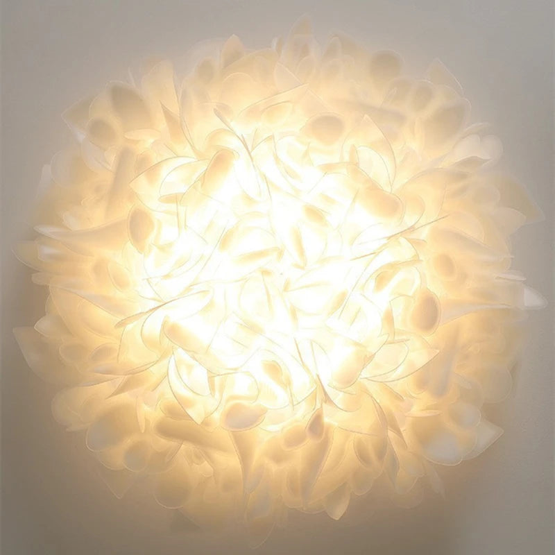 Plafonnier LED chic nordique fleurs blanches