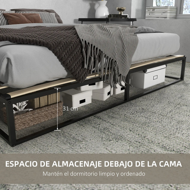 cadre de lit en acier pour matelas 180x200 robuste et moderne