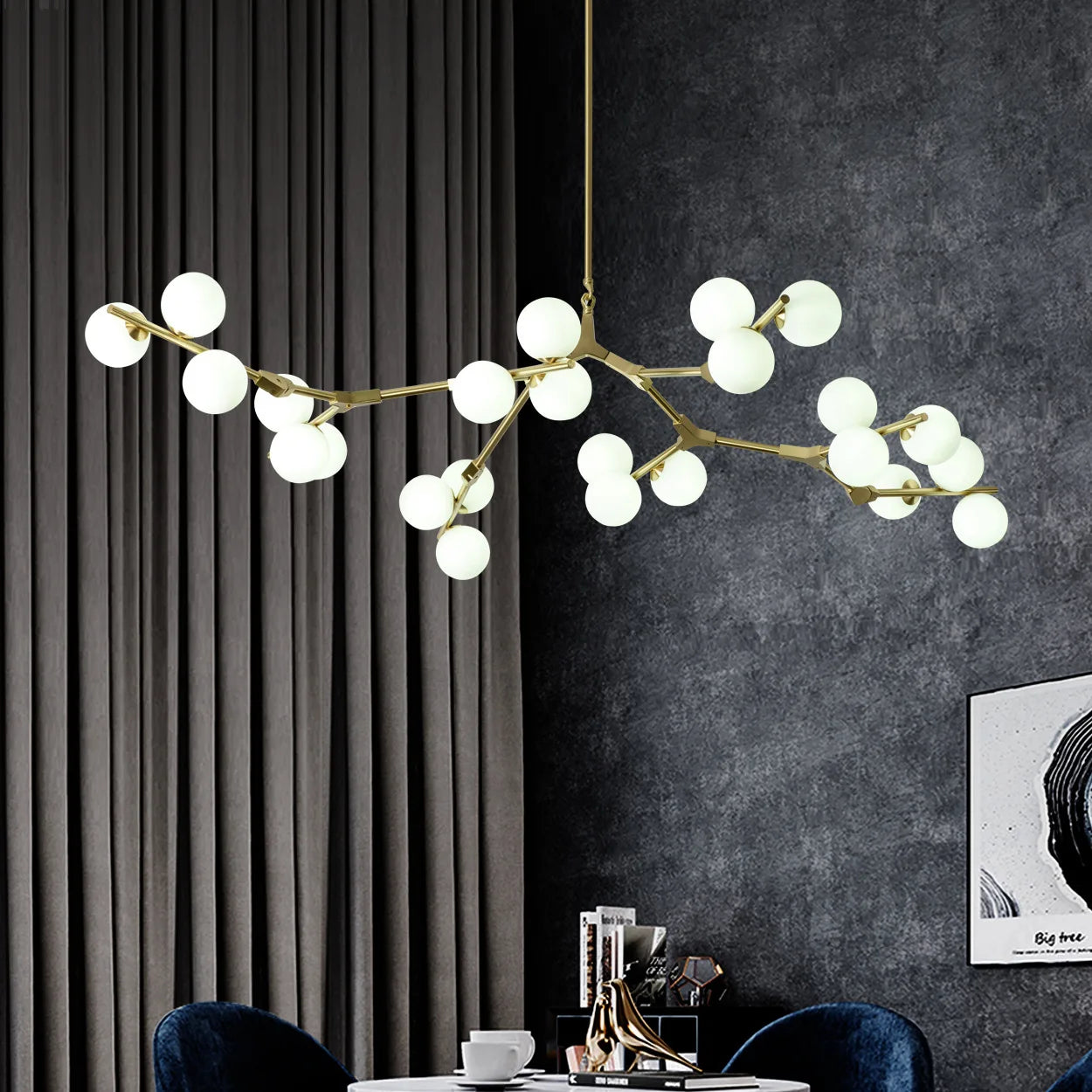 lustre moderne led créatif branche d'arbre moléculaire décorative