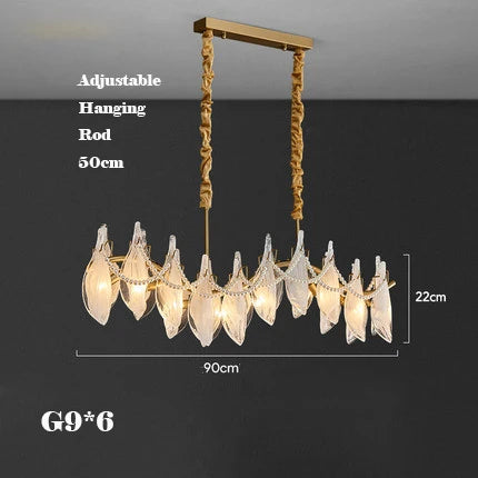 lustre créatif en verre dépoli avec perles suspendu moderne - vue 8 sur 10