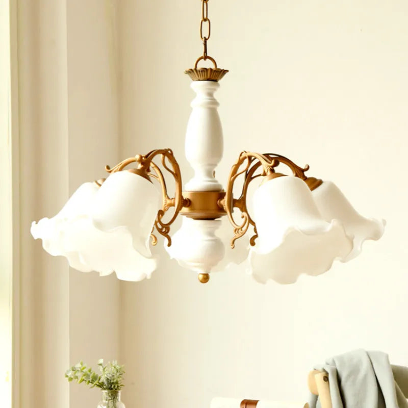 lustre vintage en verre dépoli style nordique éclairage suspendu - vue 4 sur 9