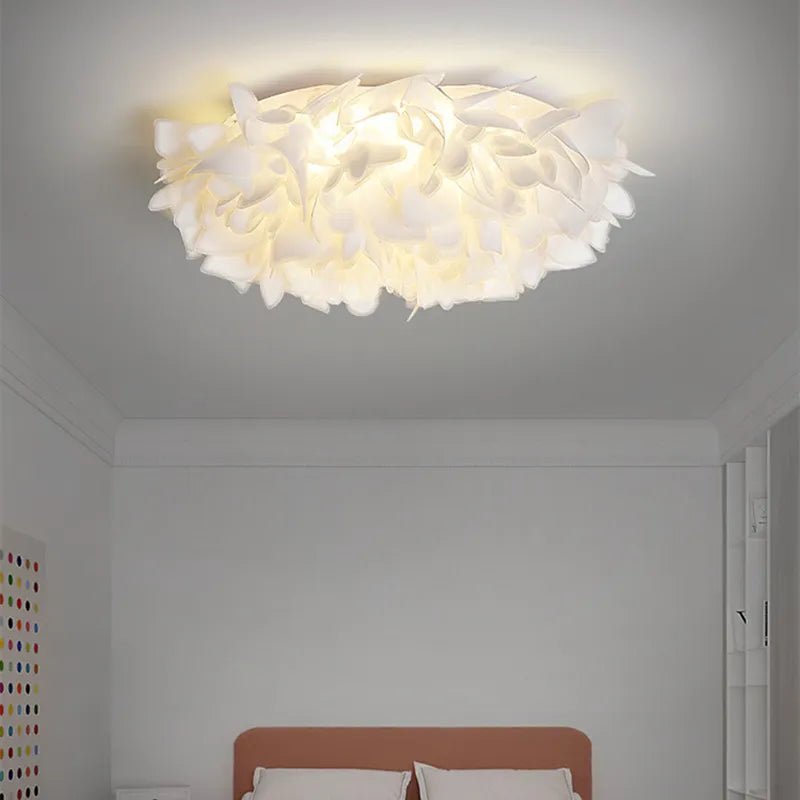 Plafonnier LED chic nordique fleurs blanches