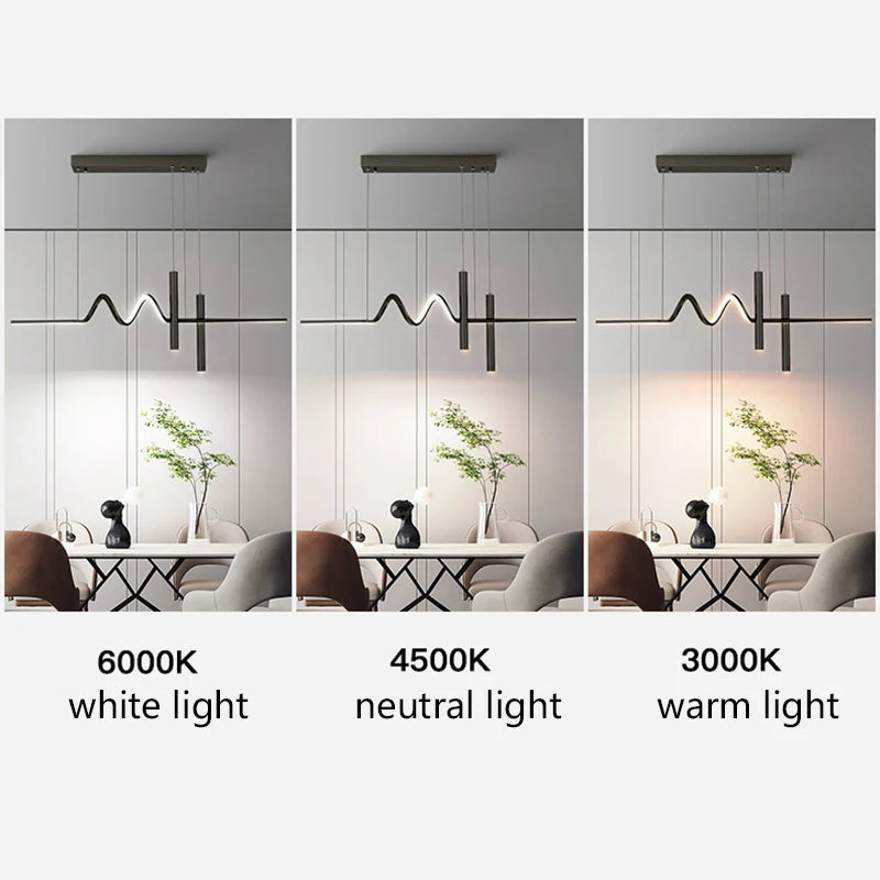 Suspension LED moderne lumières lustre or vague Lampadario lampe ECG salle à manger chambre salon cuisine suspension suspension