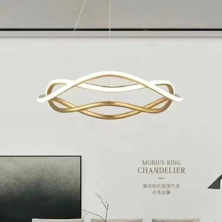 Lampe annulaire LED moderne et créative en aluminium doré - vue 3 sur 8