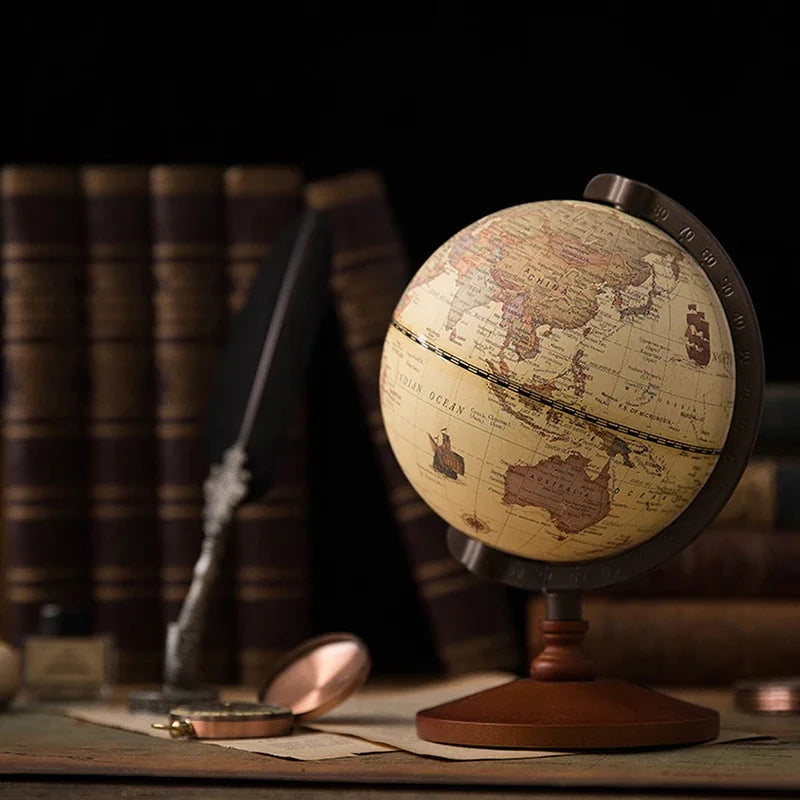globe terrestre éducatif avec base en bois rétro - vue 3 sur 7