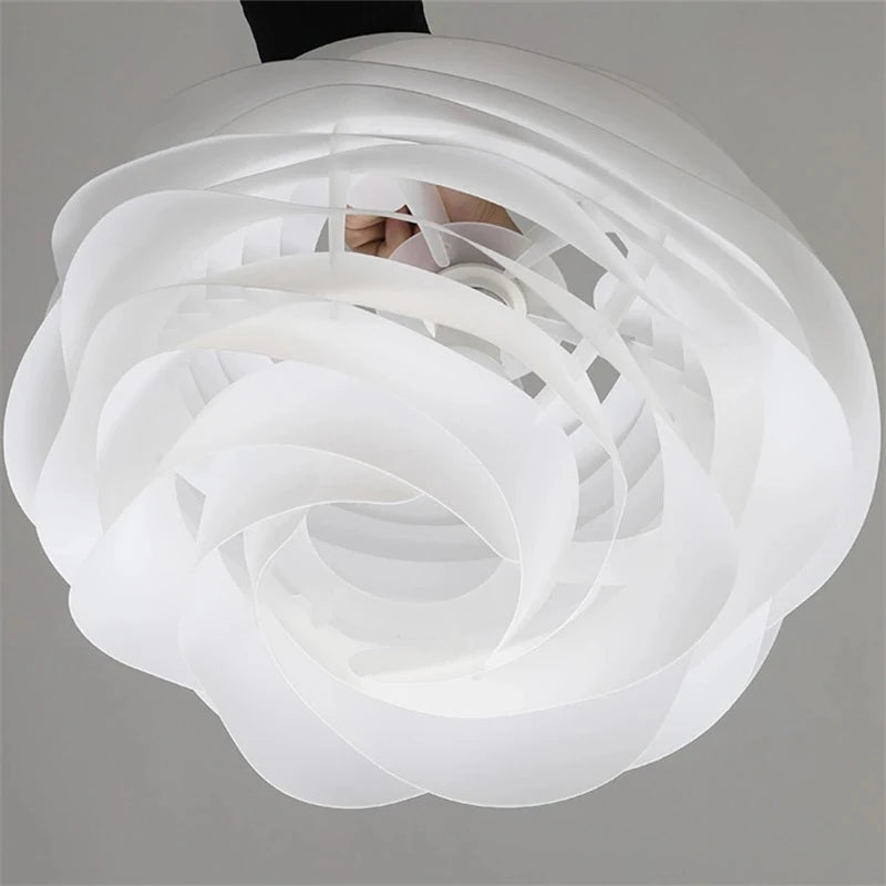 lustre nordique suspendu pétales en pvc avec ampoule offerte - vue 4 sur 12
