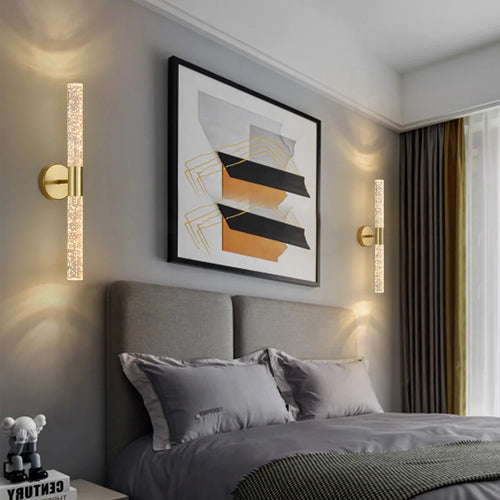 applique murale led double tête moderne cristal bulle - vue 3 sur 10