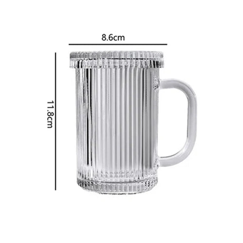 Tasse verre minimaliste avec couvercle et anse