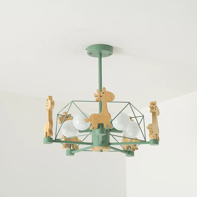 Kids Room Lighting Nordic Children Child Room Ceiling Light E27 Holder Star Diamond LED Suspension Wooden Hanging Lamp - vue 6 sur 10