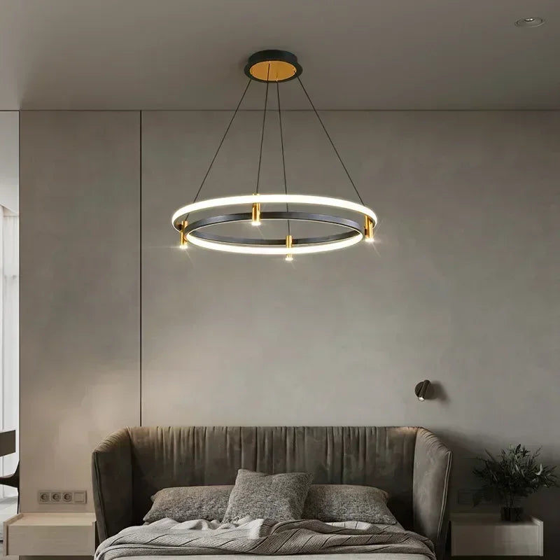 lustre moderne en anneau avec éclairage led décoratif - vue 4 sur 11