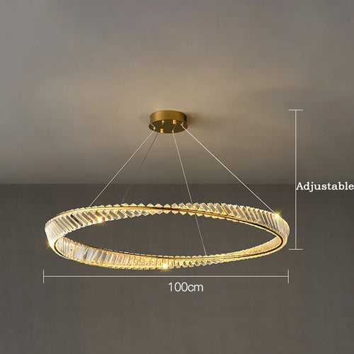 suspension moderne en aluminium et cristal led - vue 12 sur 14