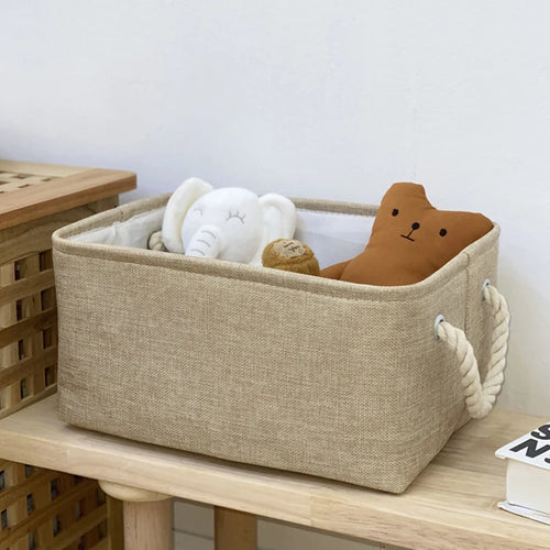 boîte de rangement en lin pour vêtements et jouets divers - vue 9 sur 12