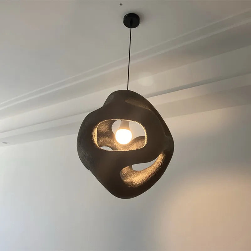Wabi Sabi nordique LED fait à la main Restaurant lustre japon Style intérieur noir Loft suspension lumière cuisine île café suspension lampe