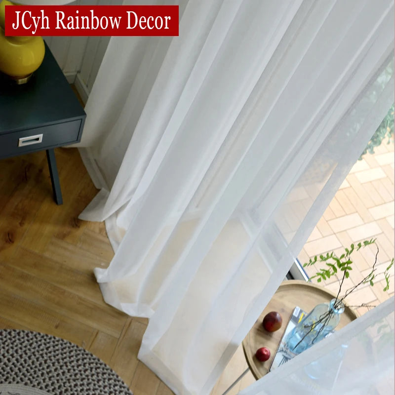 Voilage moderne transparent pour salon chambre fenêtre léger - vue 4 sur 7