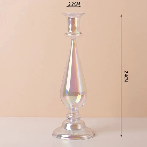 bougeoir en verre décoratif à rayures coniques pour événements festifs - vue 18 sur 30