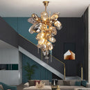 lustre moderne en acier inoxydable et cristal avec led intégrée