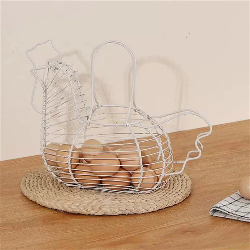 panier de rangement en fer forgé en forme de poulet pour œufs et fruits - vue 5 sur 5