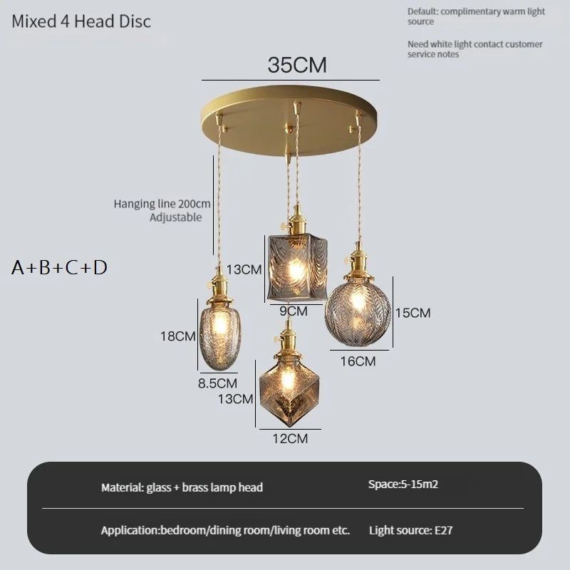 suspension vintage avec interrupteur et abat-jour en verre cristal - vue 14 sur 22
