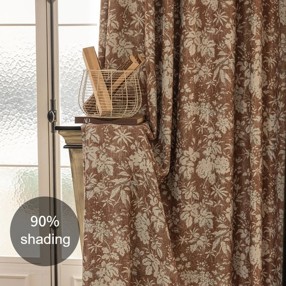 Rideau occultant floral élégant pour chambre salon intérieur