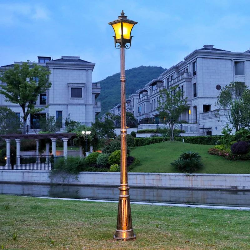 lampadaire de jardin rétro en aluminium antirouille étanche - vue 4 sur 8