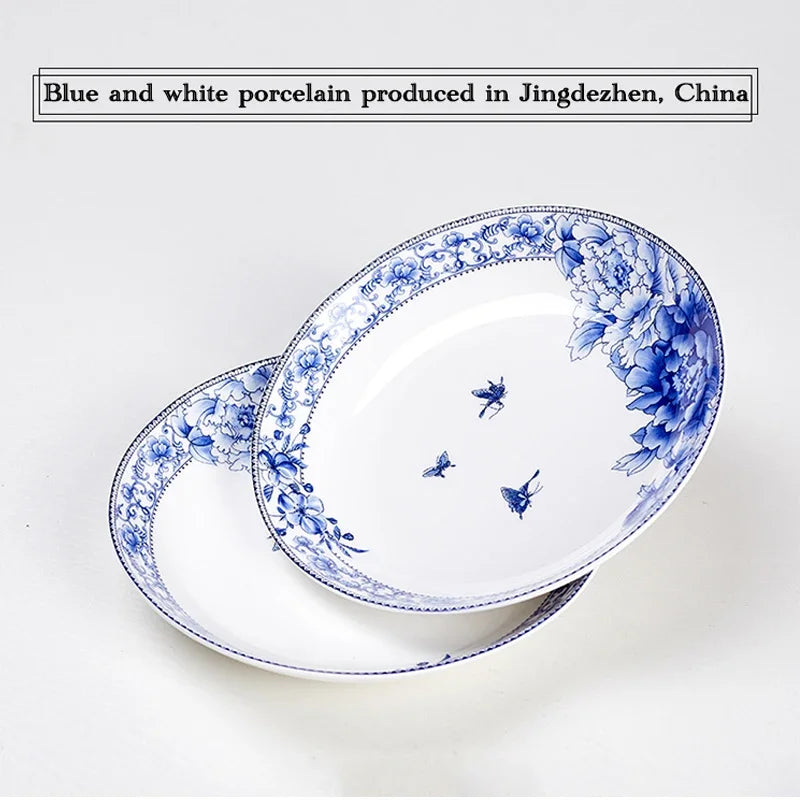 Assiettes poisson Jingdezhen motifs floraux 15 30 cm - vue 5 sur 7