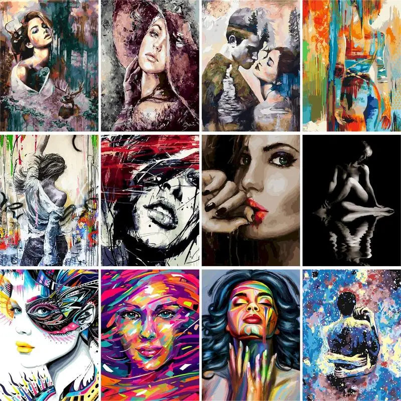 peinture par numéro portrait fille bricolage artistique cadeau décoratif