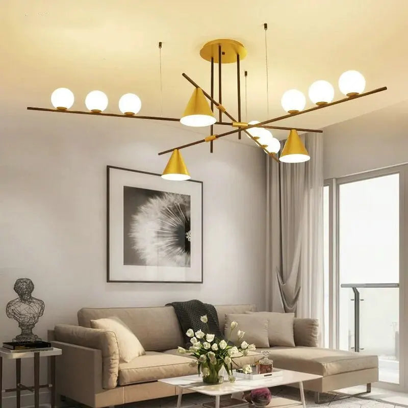 lustre industriel minimaliste en verre et led design - vue 4 sur 18