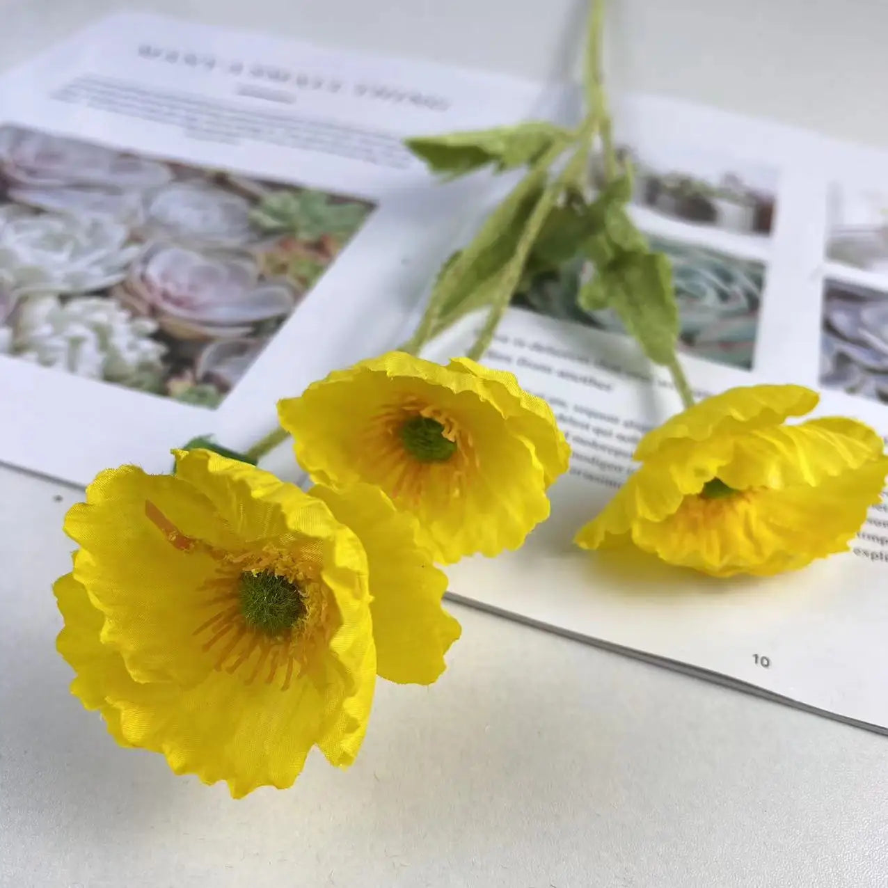 fleurs de pavot artificielles en soie pour décoration et événements - vue 18 sur 21