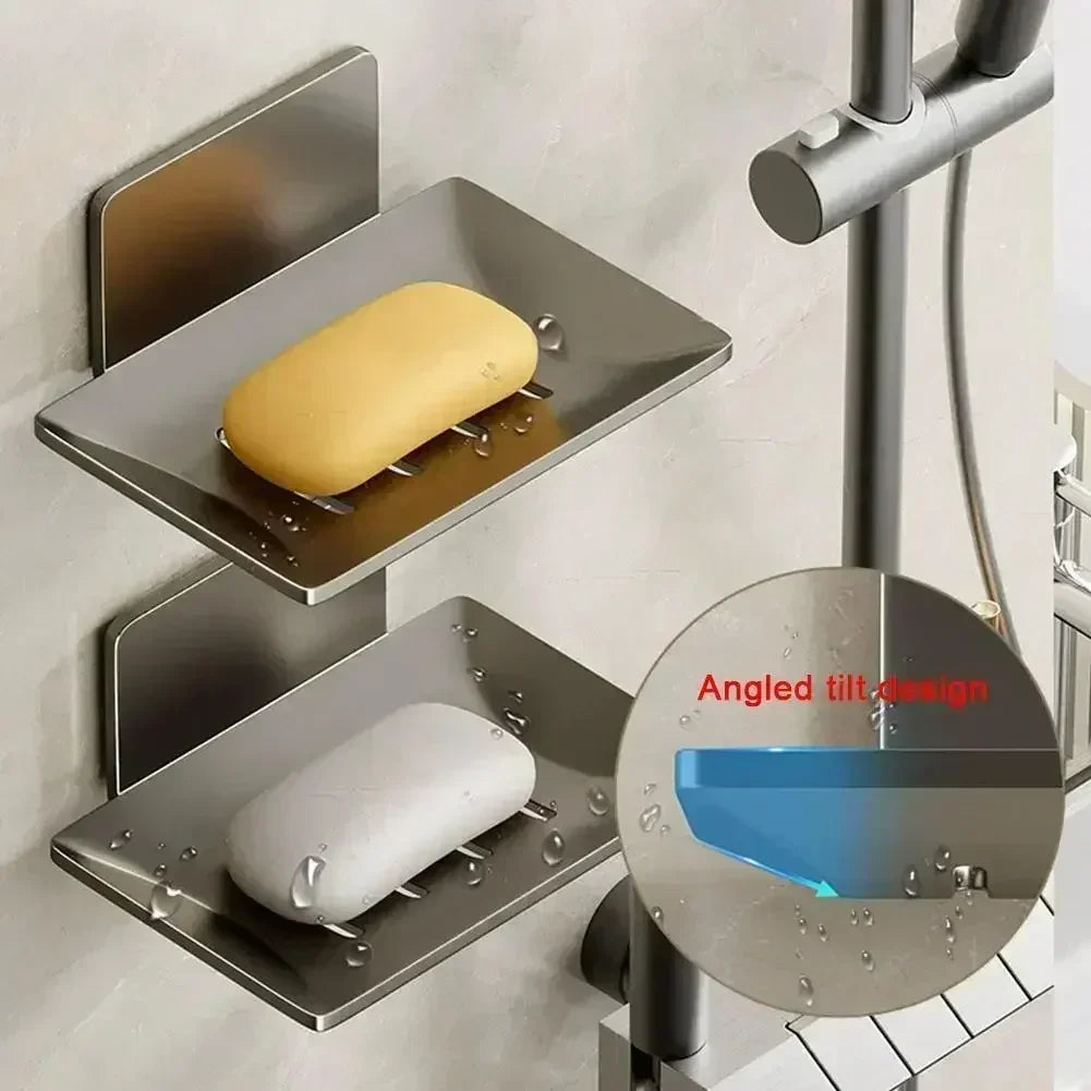 porte-savon en aluminium mural avec drainage sans perçage pour salle de bain - vue 10 sur 9