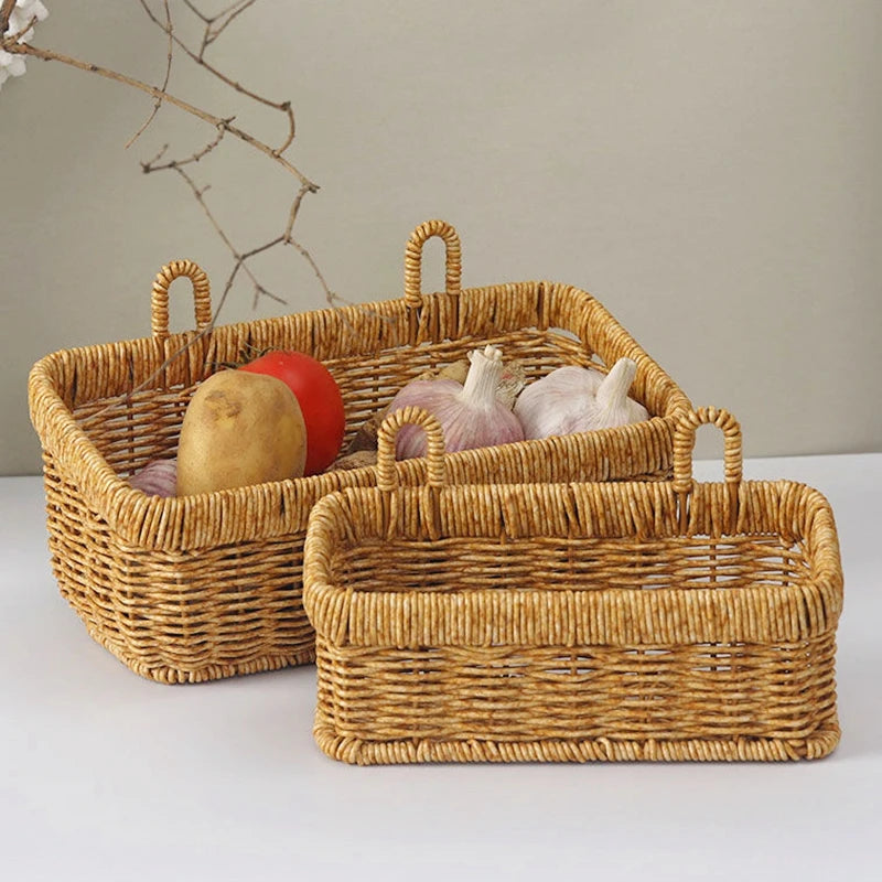 panier en osier mural organisateur de rangement tissé pour légumes - vue 4 sur 16