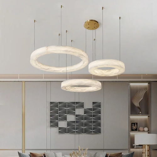 suspension en marbre naturel espagnol et cuivre moderne et luxueuse - vue 2 sur 10