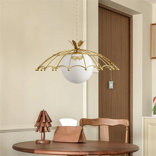 suspension à led en verre avec chapeau doré style nordique pour décoration - vue 3 sur 6