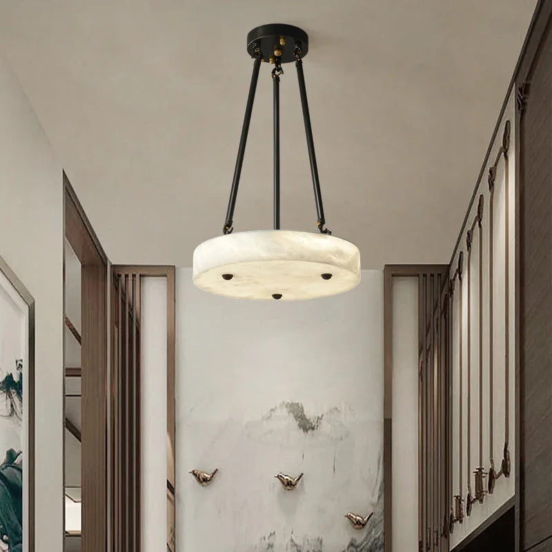 lustre en marbre et cuivre design moderne minimaliste rétro led - vue 3 sur 7