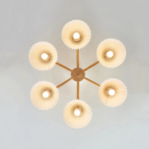 Plafonnier moderne nordique pour salon salle à manger parapluie plissé lampes suspendues en bois E27 luminaires pour la maison