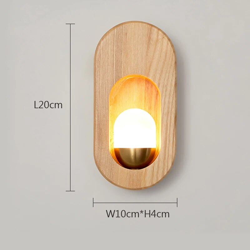 Applique murale LED nordique en bois massif - vue 5 sur 8