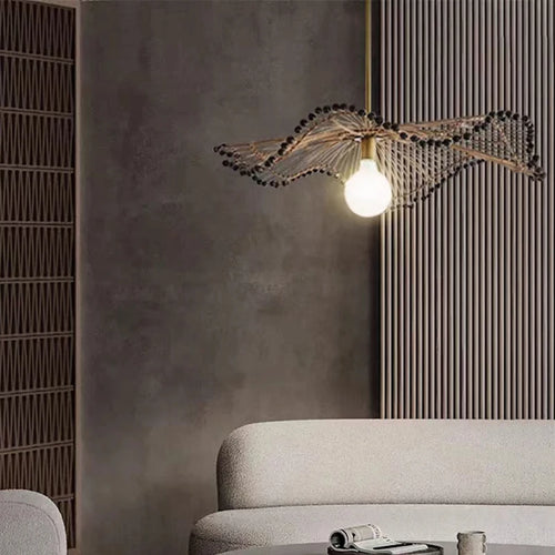 lustre art déco en corde de chanvre pour boutiques et restaurants - vue 2 sur 7