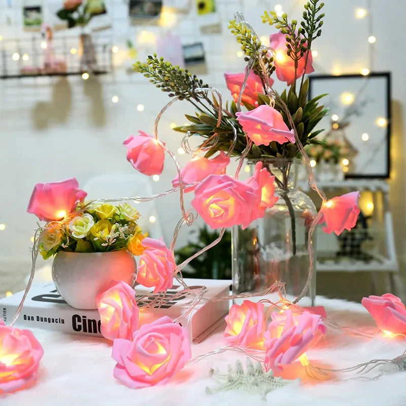 guirlande lumineuse roses en mousse pour mariage et saint valentin - vue 4 sur 11